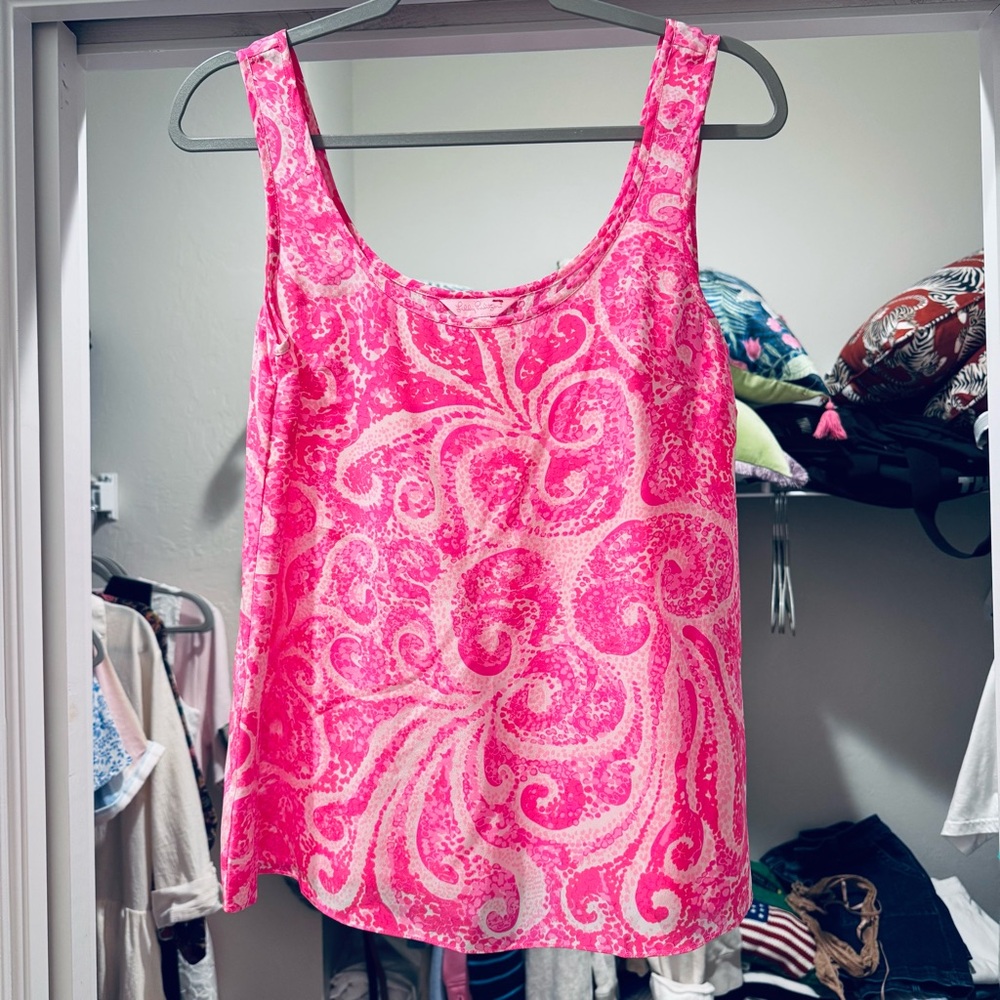 Lilly Pulitzer pink tank 100% silk size XS B20